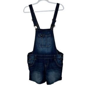 LEI Shortalls Denim 4” Short Overalls Size Medium Western Outdoor Y2K Country